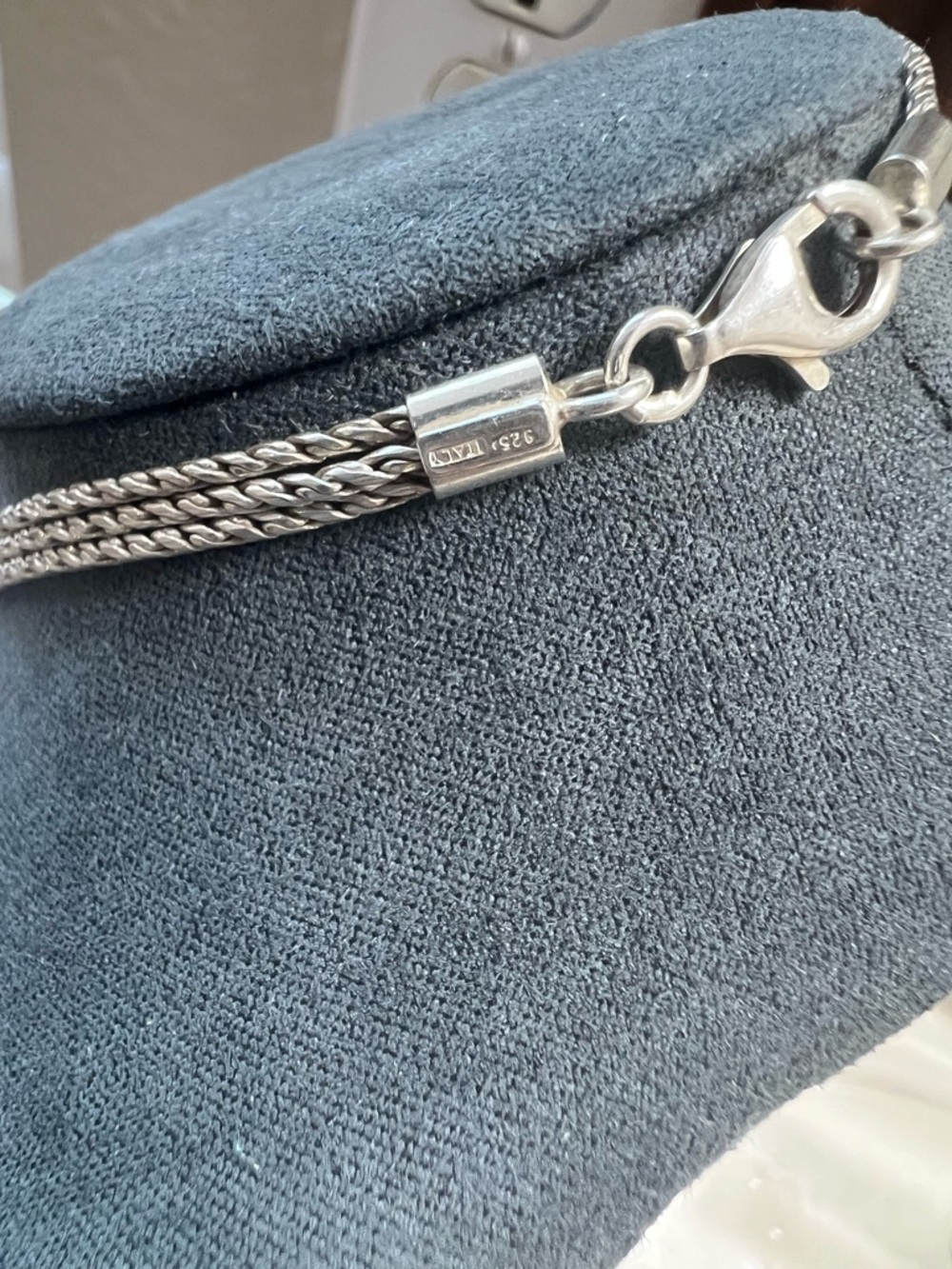 Sterling Silver Lariat Necklace with Aqua Teardrop Charms - Picture 2 of 3